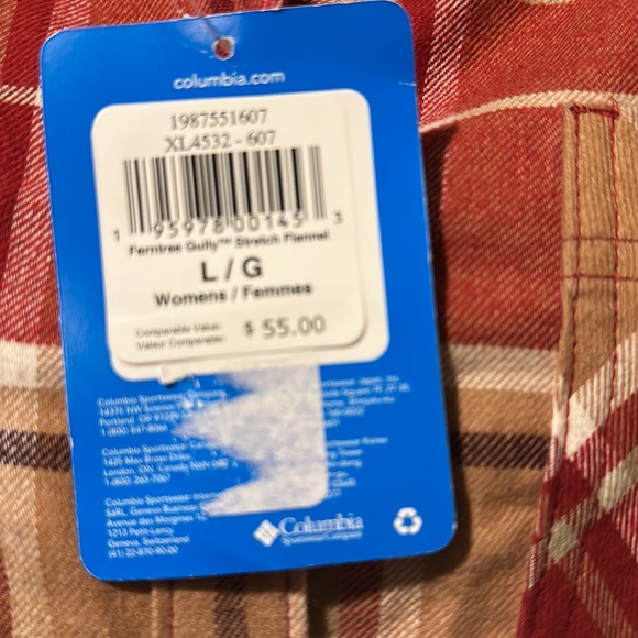 Columbia Plaid Flannel Shirt Button Down L NWT - Picture 12 of 12